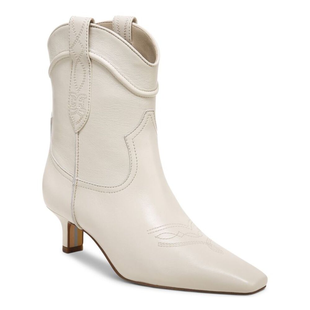 NWT SAM EDELMAN Womens Ivory Taryn Square Toe Leather Western Boot 8.5 M